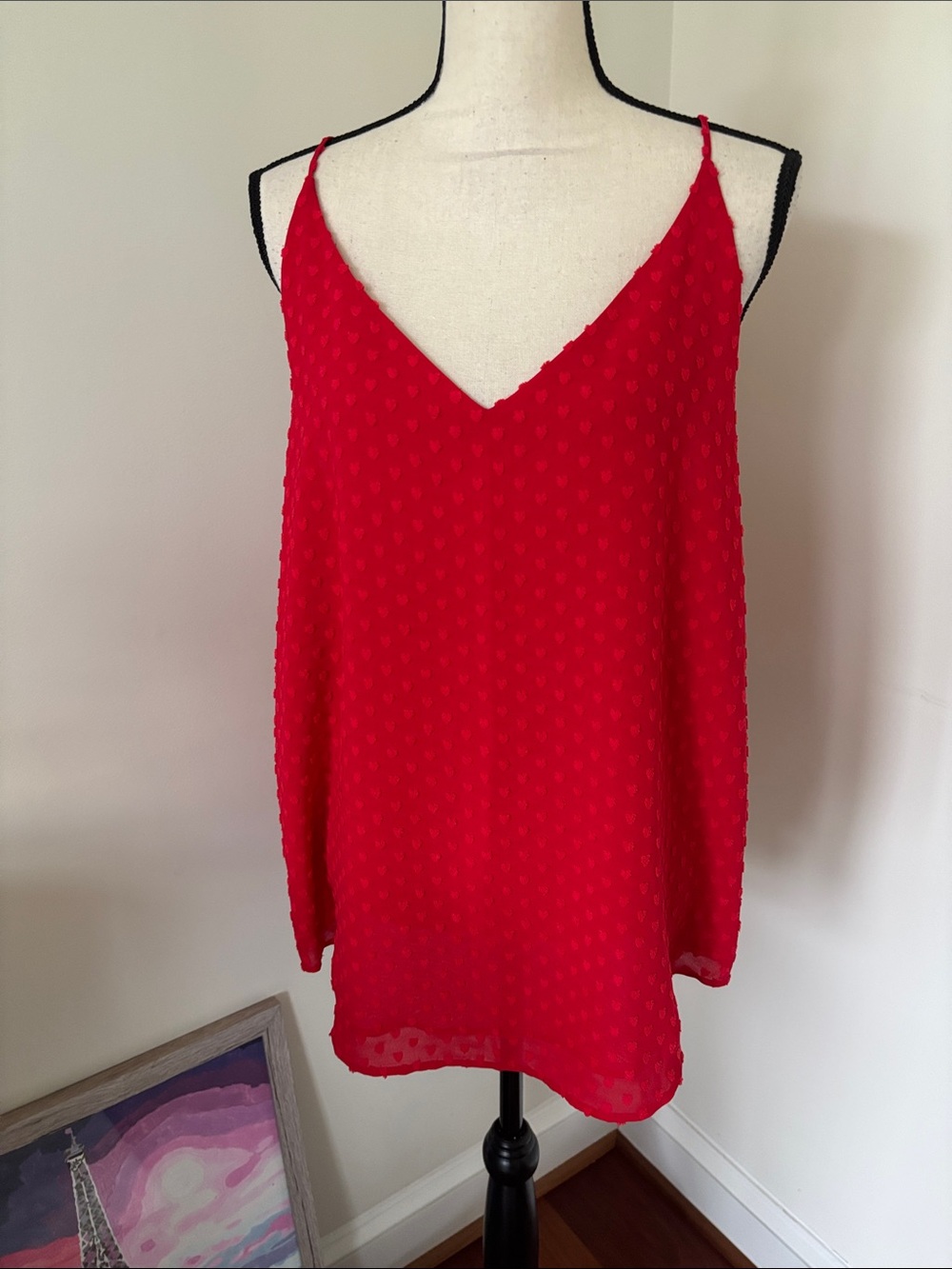 LOFT Red Textured NWT V-Neck Camisole Size Large